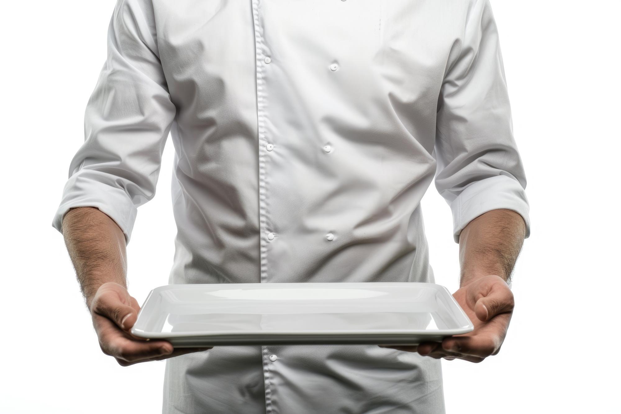 chef refining plating with digital scale