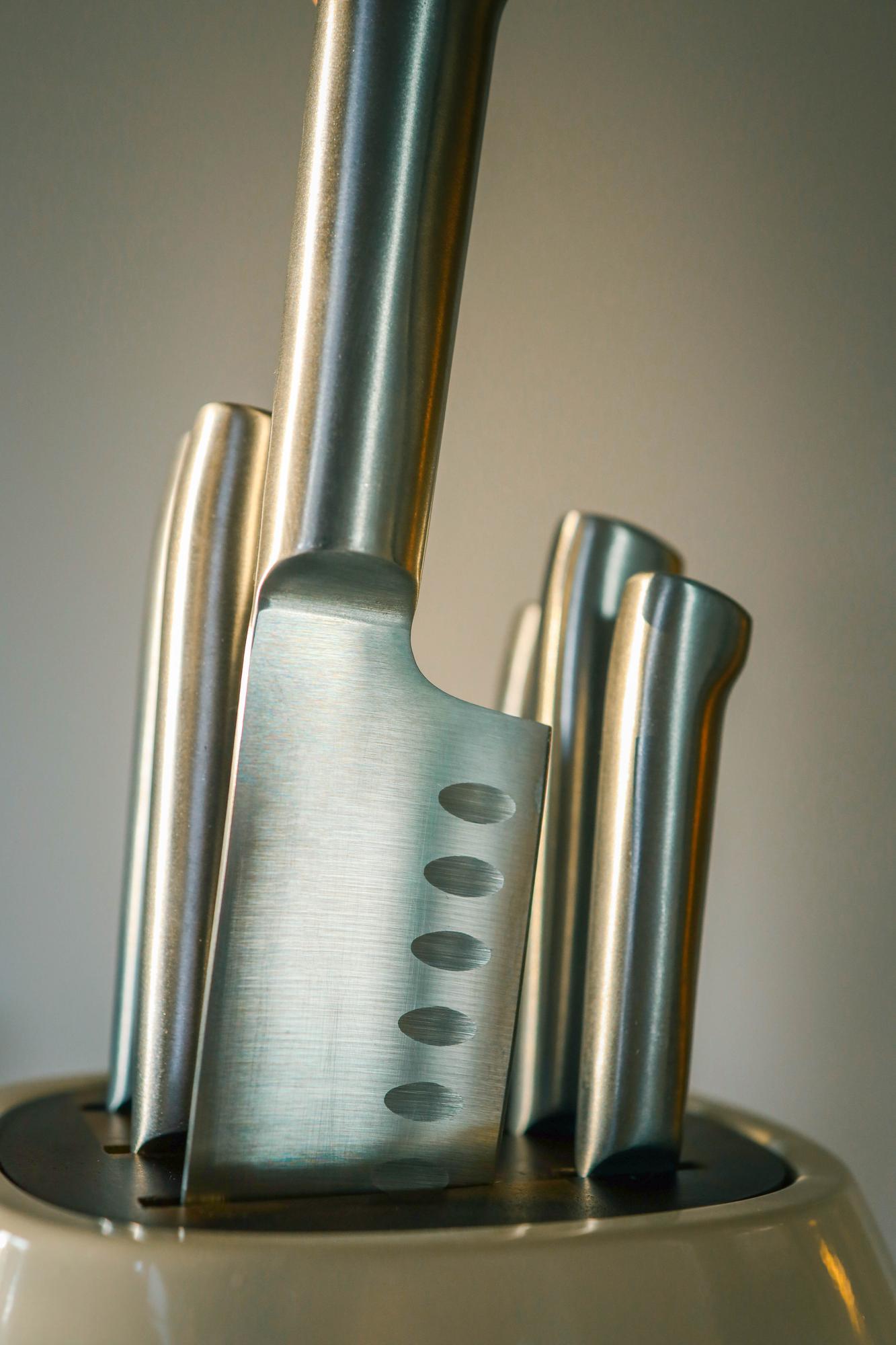 stainless kitchen countertop with precision tools